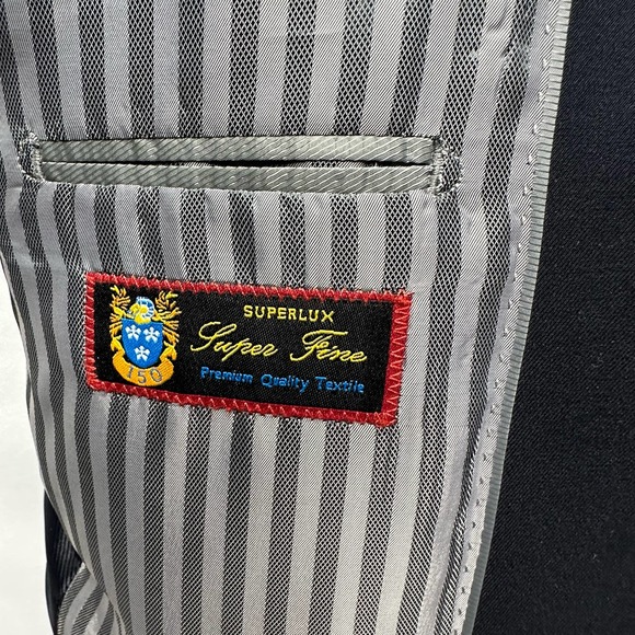 Giorgio Fiorelli Blazer Size 40L Euro Slim AMF Notch Shark No Pleat DARK NAVY - Picture 6 of 16